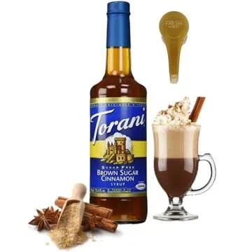 Torani Sugar Free Brown Sugar Cinnamon Syrup for Coffee 25.4 Ounces Coffee Flavoring for Drinks with Fresh Finest Pump