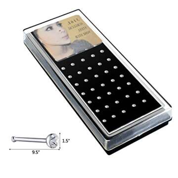 cnomg 2 Sets 120 pcs Premium Stainless Steel Nose Rings with Crystal