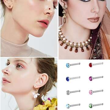 cnomg 120 pcs Stainless Steel Nose Rings - Hypoallergenic Jewelry