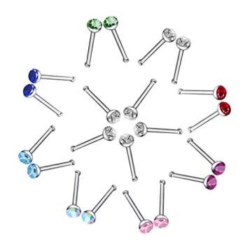 cnomg 120 pcs Stainless Steel Nose Rings - Hypoallergenic Jewelry