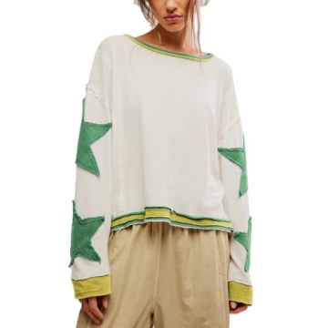 Chic Amiblvowa Star Graphic Oversized Sweatshirt for Stylish Comfort