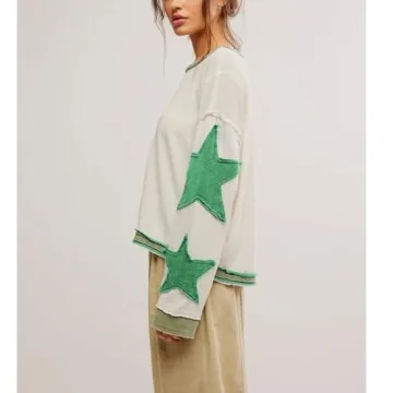 Amiblvowa Star Graphic Oversized Sweatshirt for Women