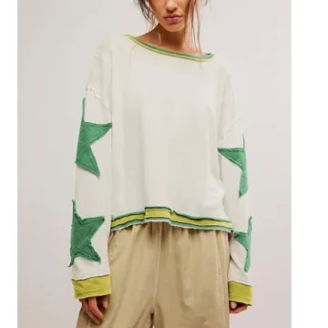 Amiblvowa Star Graphic Oversized Sweatshirt for Women