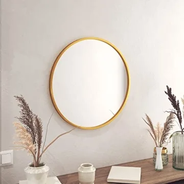 Gold Circle Wall Mirror 24" Round for Stylish Spaces