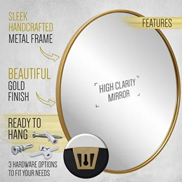 Gold Circle Wall Mirror 24" Round for Stylish Spaces