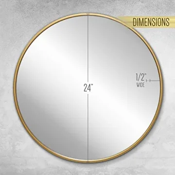 Gold Circle Wall Mirror 24" Round for Stylish Spaces