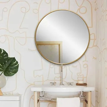 Gold Circle Wall Mirror 24" Round for Stylish Spaces