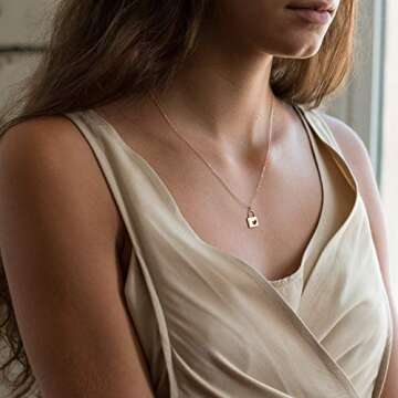 MEVECCO Gold Heart Lock Dainty Necklace for Women,14K Gold Plated Cute Tiny Padlock Boho Love Elegant Necklace