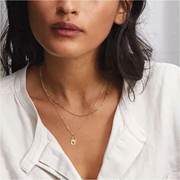 MEVECCO Gold Heart Lock Dainty Necklace for Women,14K Gold Plated Cute Tiny Padlock Boho Love Elegant Necklace