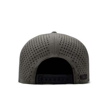 melin Trenches Icon Hydro, Olive, Men's Performance Snapback Hats, Water-Resistant Fitted Flat Bill Baseball Caps for Men & Women, Golf, Running, or Workout Hat, Medium-Large