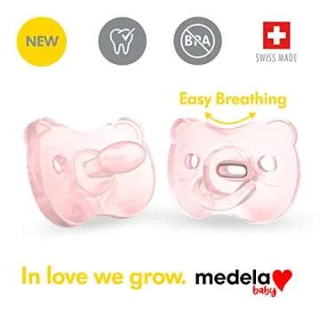 Medela Baby Pacifier | 6-18 Months | Includes Sterilizing Case | 2-Pack | Soft Silicone | BPA-Free | Supports Natural Suckling | Pink
