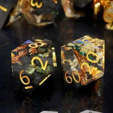 Haxtec DND Sharp Edge Resin Dice Set with Case