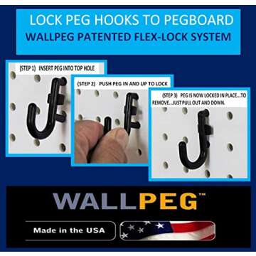 WallPeg Pegboard Wall Organizer Kit - (PK-5B) - 48" Wide - 2 Peg Board Panels & 36 Locking Peg Hooks - Garage Organization & Tool Storage - Workbench, Office, Crafts, Kids Room