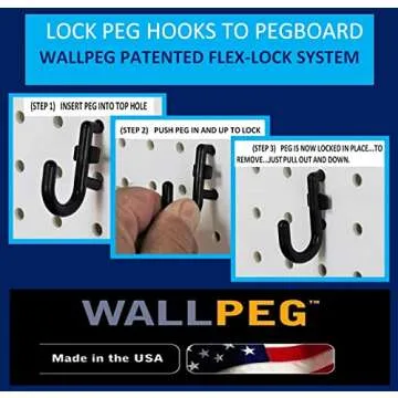 WallPeg Pegboard Wall Organizer Kit - (PK-5B) - 48" Wide - 2 Peg Board Panels & 36 Locking Peg Hooks - Garage Organization & Tool Storage - Workbench, Office, Crafts, Kids Room