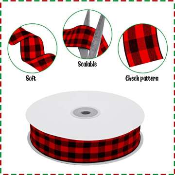 Deloky Buffalo Plaid Ribbon - 50 Yards of Crafting Bliss