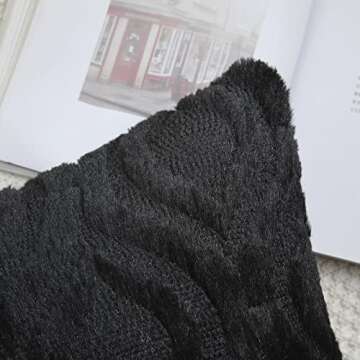 decorUhome Throw Pillow Covers 18x18 Inch Set of 2, Soft Plush Faux Wool Black Couch Pillow Covers, Spring Solid Dyed Accent Pillow Cases for Sofa Bed Living Room Home Decor