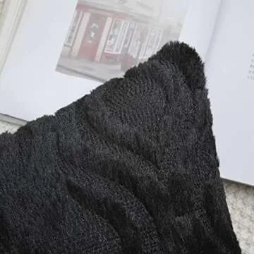 decorUhome Throw Pillow Covers 18x18 Inch Set of 2, Soft Plush Faux Wool Black Couch Pillow Covers, Spring Solid Dyed Accent Pillow Cases for Sofa Bed Living Room Home Decor