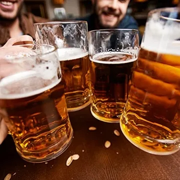 COKTIK 4 Pack Heavy Beer Glasses with Handle - 20 oz