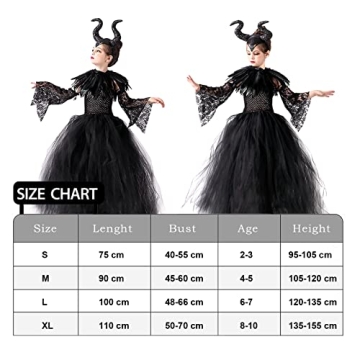MAXHJX Girls Halloween Maleficent Costume with Accessories