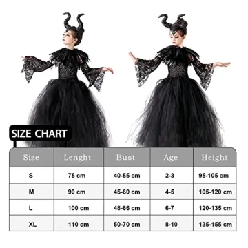 MAXHJX Girls Halloween Maleficent Costume with Accessories
