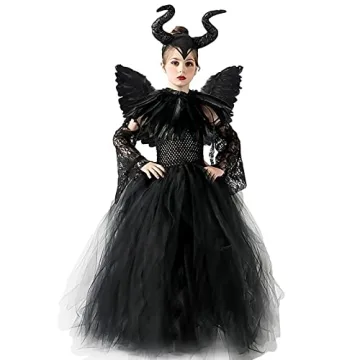 MAXHJX Girls Halloween Maleficent Costume with Accessories