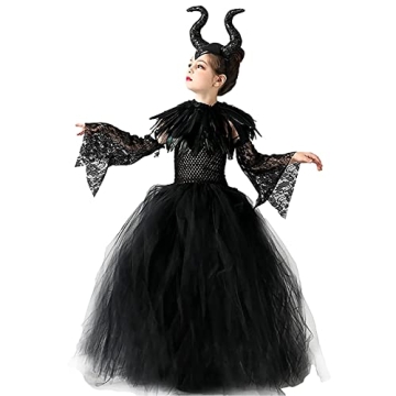 MAXHJX Girls Halloween Maleficent Costume with Accessories
