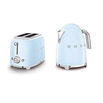 Smeg 2-Slice Toaster & Kettle Set in Pastel Blue