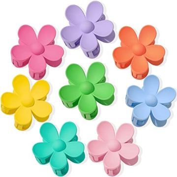 Flower Hair Claw Clips 8PCS – Cute Large Clips for Thick Hair in 8 Colors