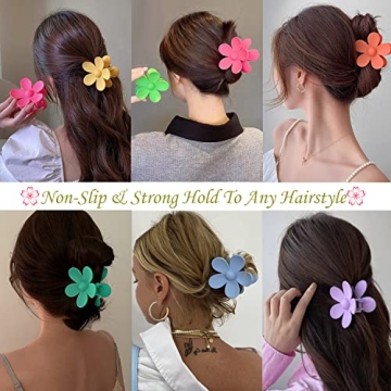 Flower Hair Claw Clips Set of 8 for Women with Strong Hold