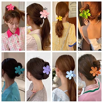 Flower Hair Claw Clips Set of 8 for Women with Strong Hold
