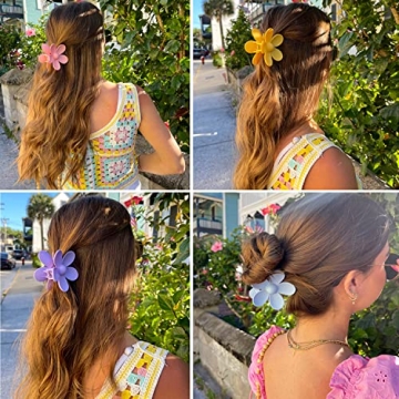 Flower Hair Claw Clips Set of 8 for Women with Strong Hold