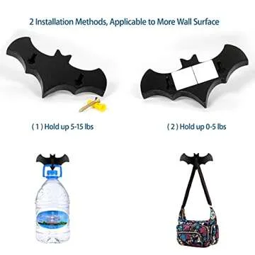 Bat Wall Hooks(Set of 4), Bat Key Holders, Multifunctional Hooks for Mugs, Purse, Towel, Clothes, Gothic Decor for Kitchen Bathroom Living Room or Bedroom-Blac-Wood