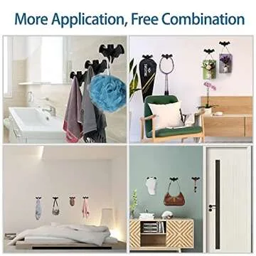 Bat Wall Hooks(Set of 4), Bat Key Holders, Multifunctional Hooks for Mugs, Purse, Towel, Clothes, Gothic Decor for Kitchen Bathroom Living Room or Bedroom-Blac-Wood