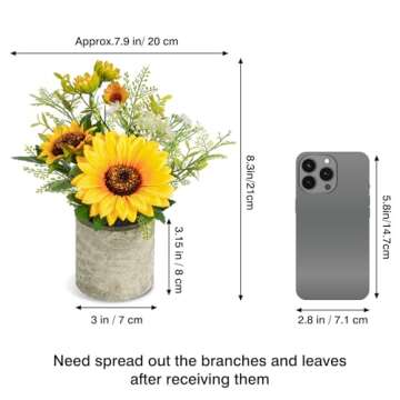COCOBOO Sunflower Artificial Flowers Pot, Sunflower Decor, Yellow Fake Flower in Pots, for Home Bath...
