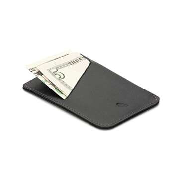 Bellroy Card Sleeve (Premium Leather Card Holder or Minimalist Wallet, Holds 2-8 Cards or Business Cards, Folded Note Storage) - Black
