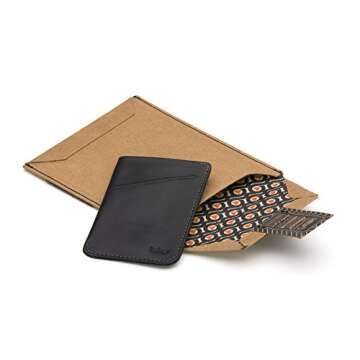 Bellroy Card Sleeve (Premium Leather Card Holder or Minimalist Wallet, Holds 2-8 Cards or Business Cards, Folded Note Storage) - Black
