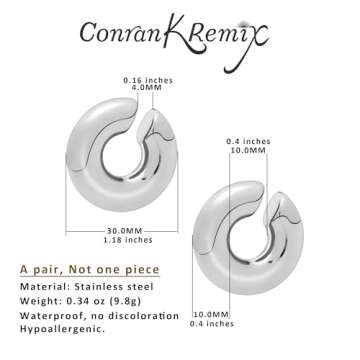 Chunky Silver Ear Cuffs Earrings For Women Non Piercing Silver Cuff Clip On Cartilage Hoop Earring H...