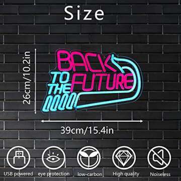 Back to The Future Neon Sign,LED Neon Signs Poster Neon Light for Wall Decor,Game Room Man Cave Wedding Neon Sign,USB Custom Powered for Bedroom Beer Bar Pub Party Birthday Gifts(15.4 * 10.2in)