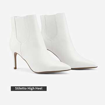 DREAM PAIRS Stylish White Stiletto Ankle Booties for Women