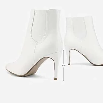 DREAM PAIRS Stylish White Stiletto Ankle Booties for Women