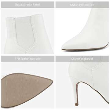 DREAM PAIRS Stylish White Stiletto Ankle Booties for Women