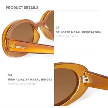 Mosanana Retro Oval Sunglasses for Women - UV Protection
