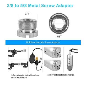 Microphone Stand for Blue Yeti, Snowball, Boom Arm Scissor Mic Stand with Shock Mount, Windscreen and Double layered Pop Filter, Heavy Duty Mic Boom Arm Stand, Broadcasting and Recording.Game