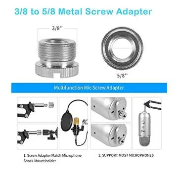 Microphone Stand for Blue Yeti, Snowball, Boom Arm Scissor Mic Stand with Shock Mount, Windscreen and Double layered Pop Filter, Heavy Duty Mic Boom Arm Stand, Broadcasting and Recording.Game