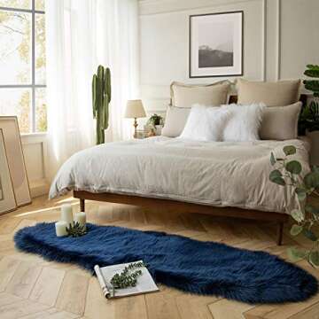 Ashler Dark Blue Faux Fur Rug - Ultra Soft & Cozy