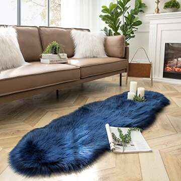 Ashler Dark Blue Faux Fur Rug - Ultra Soft & Cozy