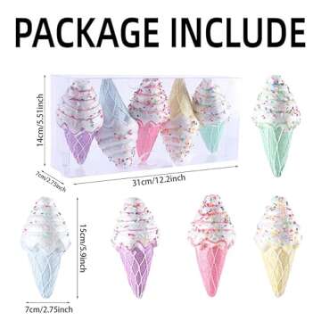 Ice Cream Ornaments Set, 5PCS Ice Cream Christmas Pendant Ornament Set, Easter Donut Hanging Ornamen...