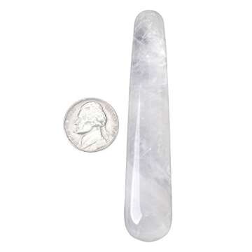 Top Plaza Natural Clear Quartz Crystal Massage Wand Acupuncture Therapy Treatment Stick Point Gua Sha Scraping Tool