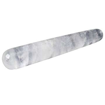 Top Plaza Natural Clear Quartz Crystal Massage Wand Acupuncture Therapy Treatment Stick Point Gua Sha Scraping Tool