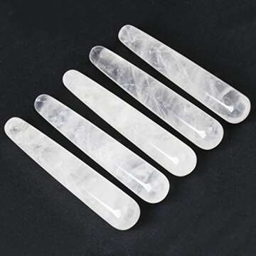 Top Plaza Natural Clear Quartz Crystal Massage Wand Acupuncture Therapy Treatment Stick Point Gua Sha Scraping Tool